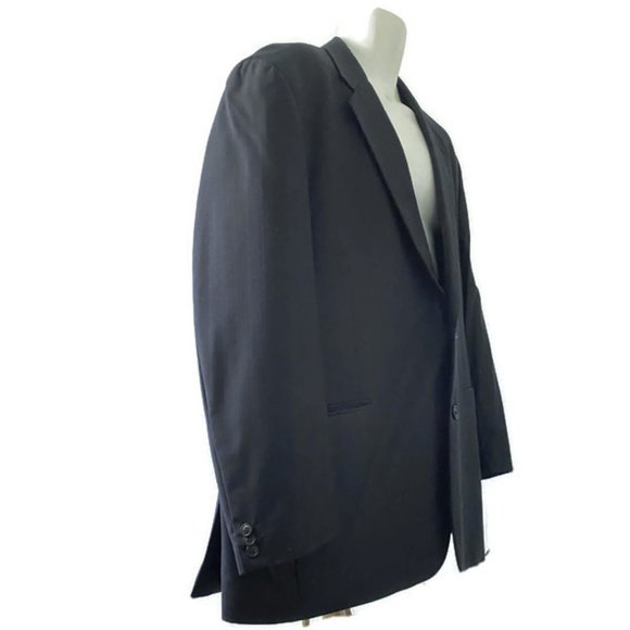 Adolfo International Men 100% Wool Blue Pinstriped Blazer Jacket Size 46R 40W - Picture 6 of 13